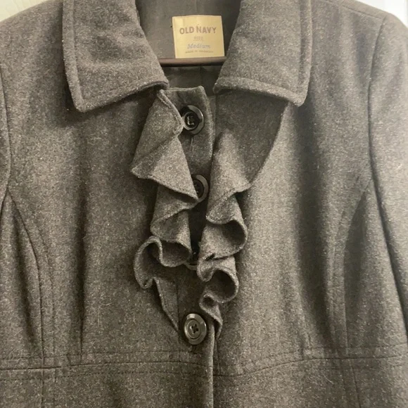 Dark Grey 4 Button Ruffle Lined Jacket M - Picture 2 of 4
